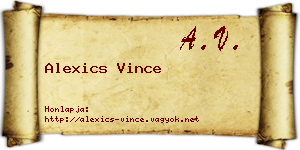 Alexics Vince névjegykártya